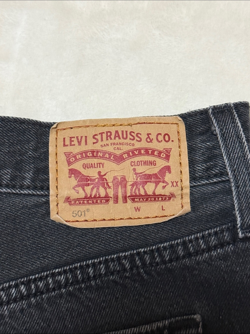 Levi's 501 Black Distressed Cutoff Denim Shorts - Picture 2 of 5